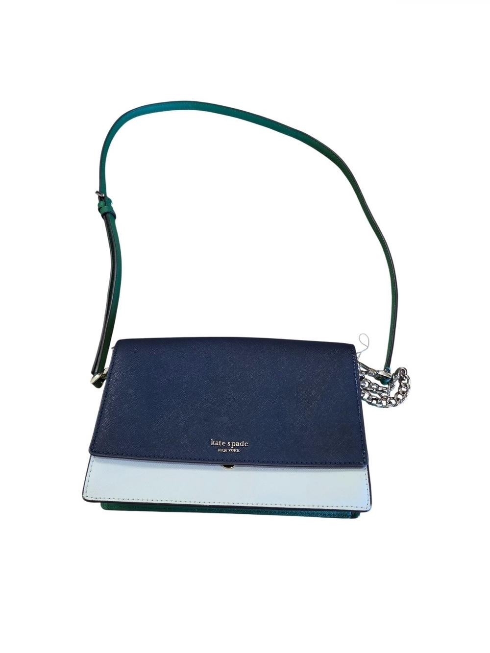 kate spade Navy and Light Blue Colorblock Leather Crossbody with Teal Strap